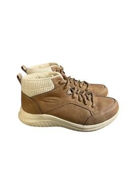 Skechers Women’s Ultra Flex 2.0 Casual Mix Chestnut Colored Lace Boots Size-6.5